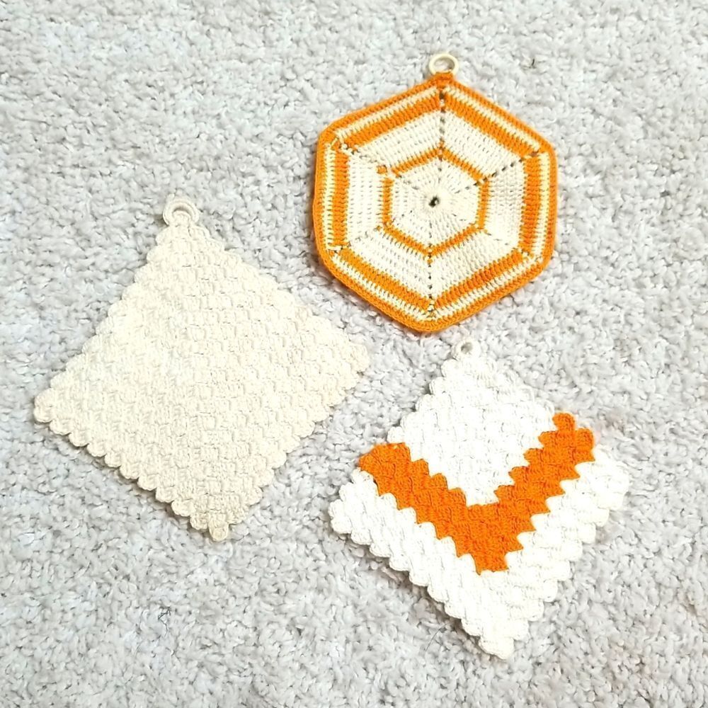 Set of 3 Vintage Crochet Pot Holders
